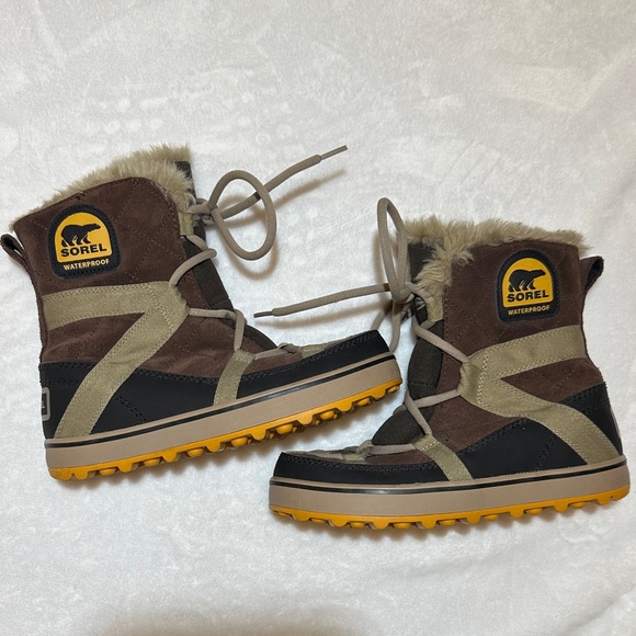 NEW Sorel Glacy Explorer tie up waterproof brown quilted fur lined boots size 6 - Picture 3 of 6